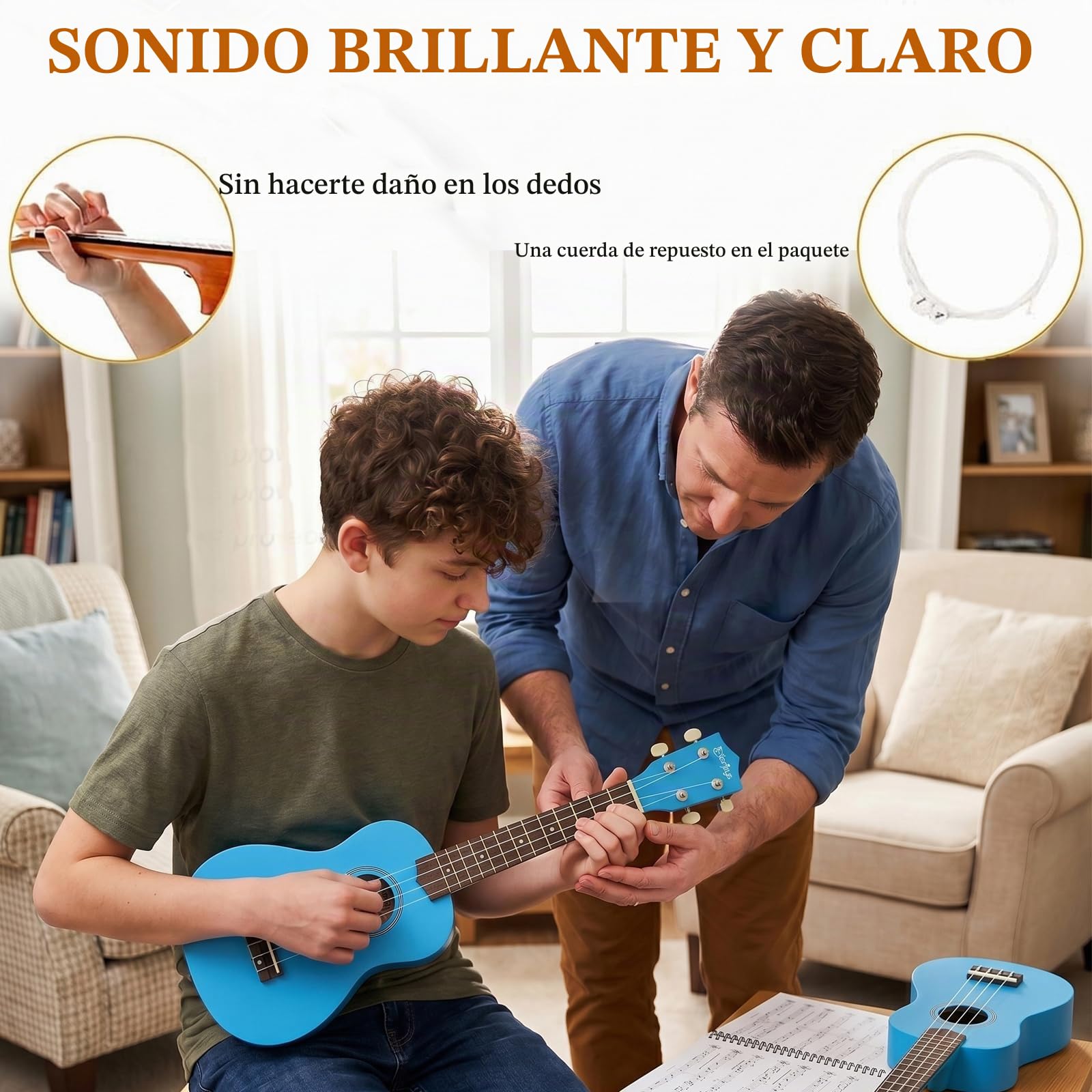 Ukelele Soprano, Principiantes Ukulele Kit 21 Pulgadas, Hawaiano Uqueleles con Bolsa, Afinador, Correa, Todo en un solo juego