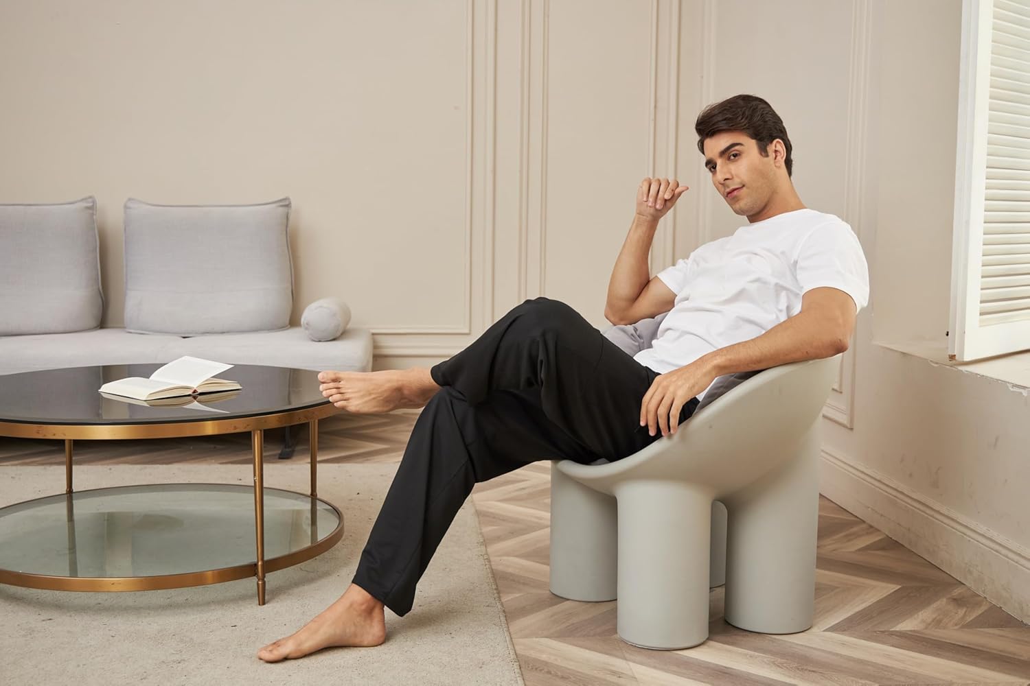 Deyeek Men's Cargo Sweatpants Open Bottom Baggy Sweat Pants for Mens Straight Leg Gym Cargo Sweats Lounge Pants with Pockets - Image 3