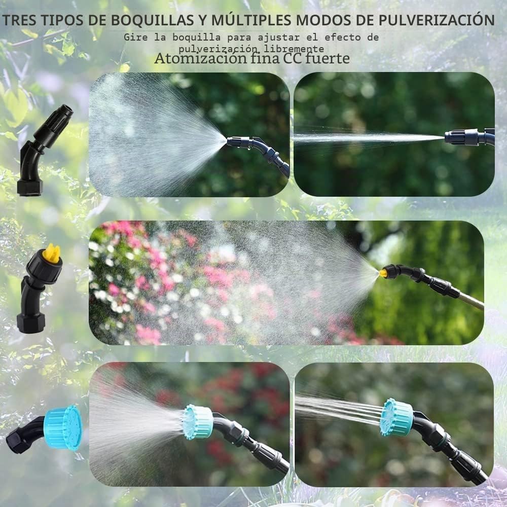 OBEST Pulverizador Eléctrico para Plantas, Recargable y Portátil de Jardín | Con Manguera de 5M y 3 Boquillas Ajustables, Adecuado para Jardines, Patios, Césped