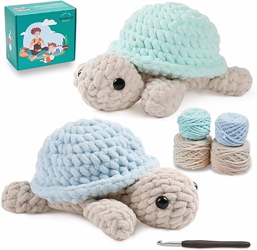 Eelexa Kit de ganchillo para principiantes, kit de animales de ganchillo Amigurumi, con tutoriales en video paso a paso para niños, adultos