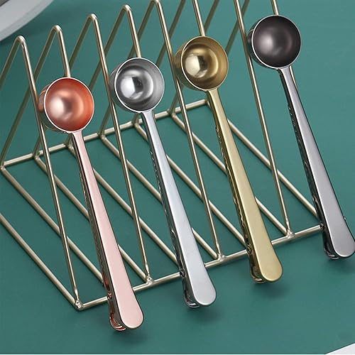 Miniatura 6 de Cuchara de café con clip de cucharada de acero inoxidable Cuchara de café con mango largo multifunción Bolsa de sellado Clip para té, café, proteína