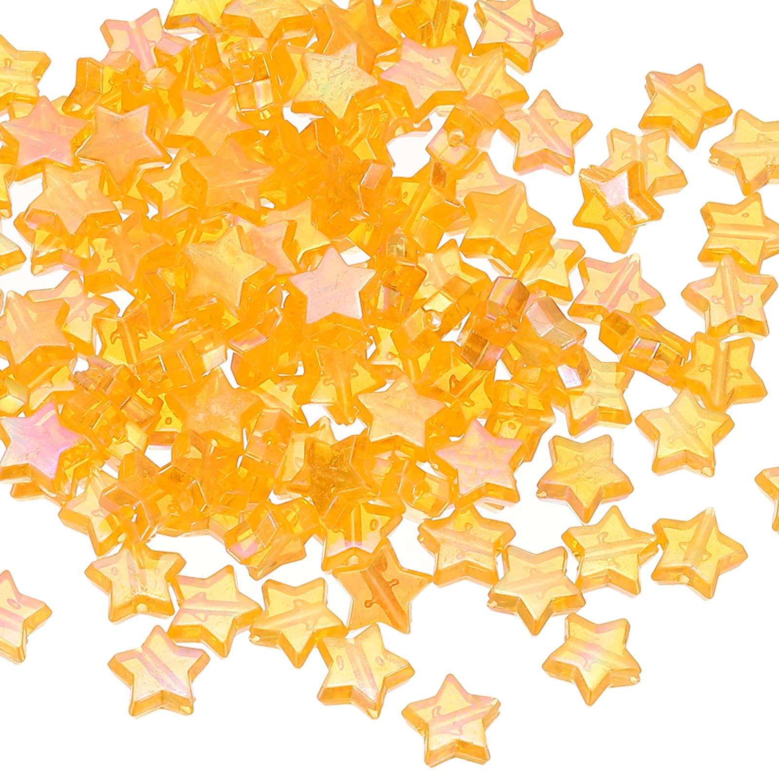 PATIKIL 11mm Crystal Star Beads, 100 Pcs Star Bead Acrylic Spacers Bead Star Shaped Charm Pendants for Jewelry Making Bracelet Necklace DIY Crafts, Orange