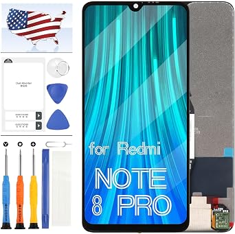 Screen Replacement for Xiaomi Redmi Note 8 Pro LCD Display Screen Matrix Touch Digitizer Assembly 6.53" for Redmi Note 8 Pro Repair Parts with Free Tools Kits Black no Frame