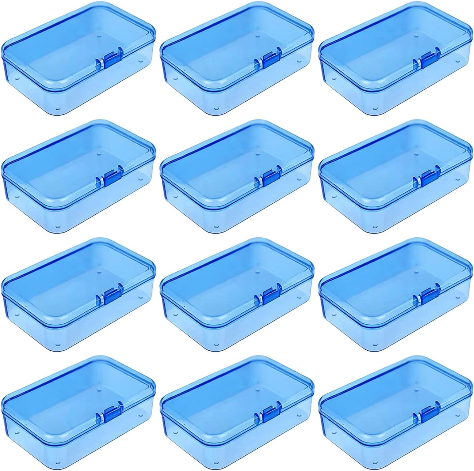 12 Pieces Mini Blue Plastic Boxes 3.3 x 2.2 x 1 inch