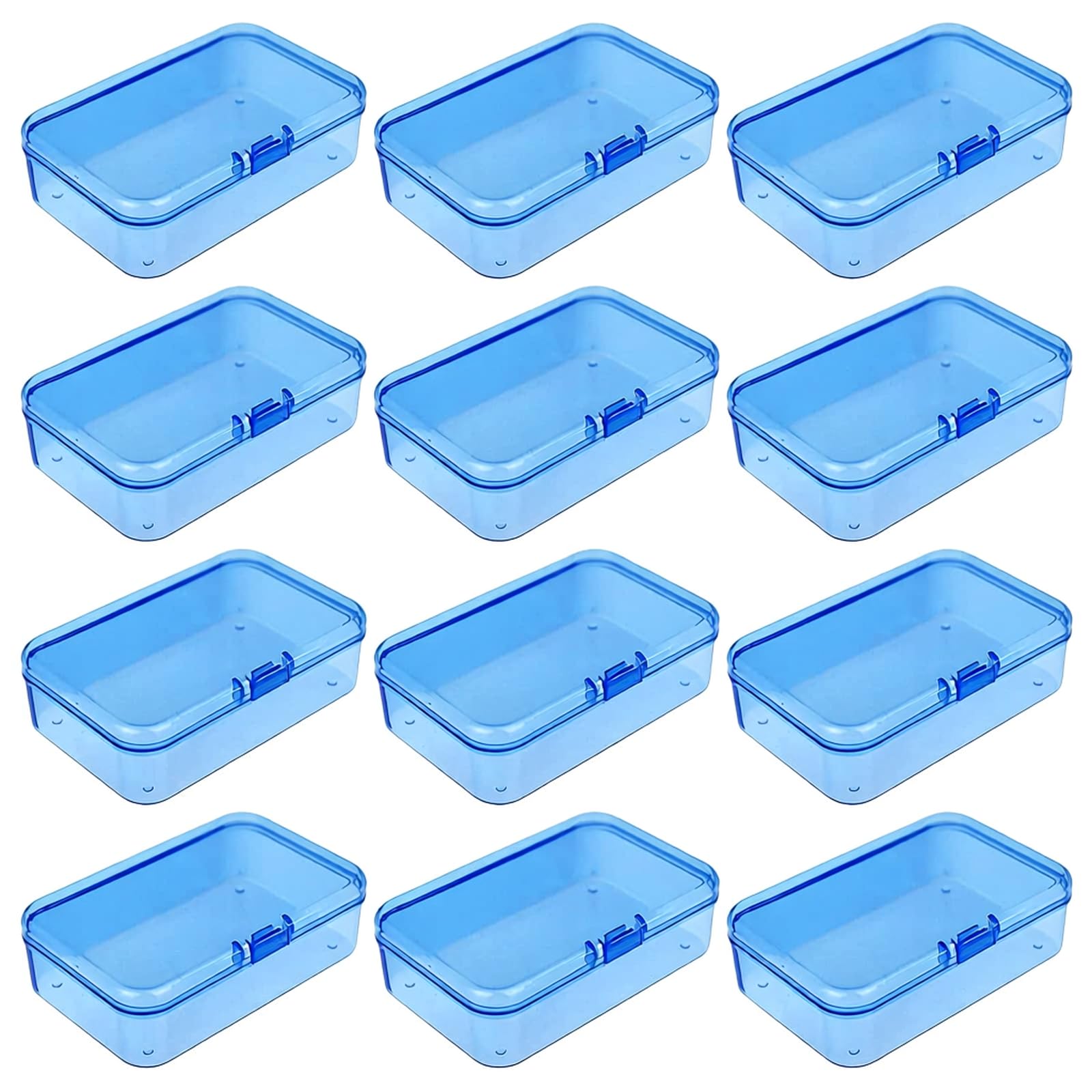 12 Pieces Mini Blue Plastic Boxes 3.3 x 2.2 x 1 inch