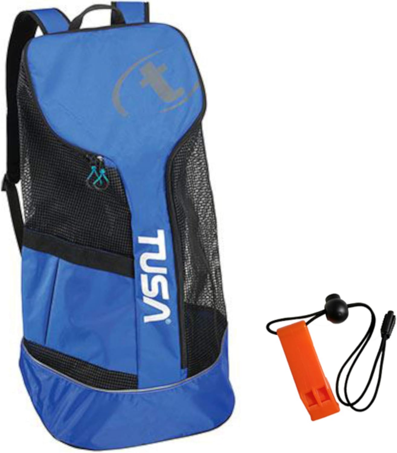 Tusa Mesh Backpack Cobalt Blue CBL & DiveCatalog's Orange Whistle w/Lanyard & Dive Flag Sticker
