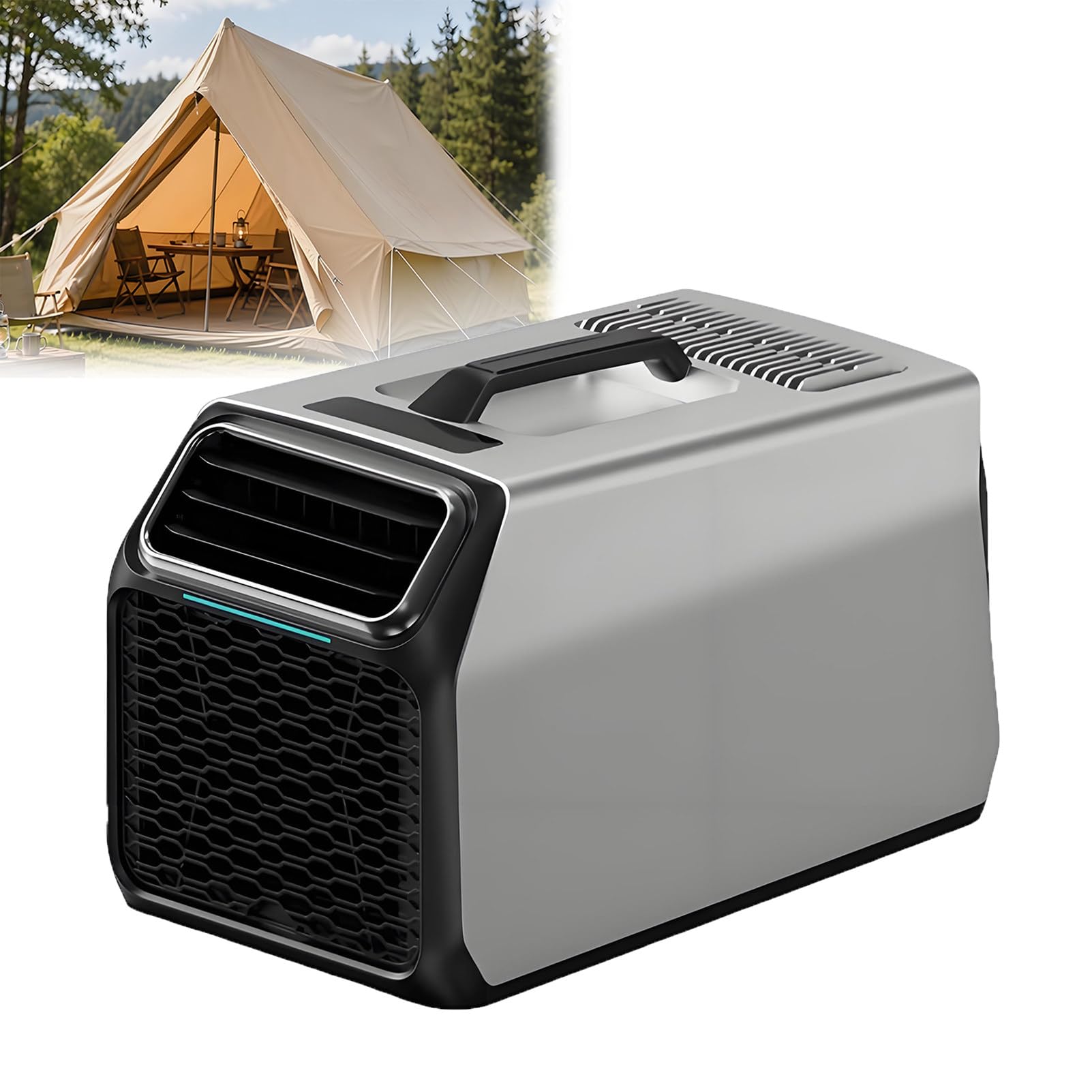 EpyGnom Portable Air Conditioner for Tent Camping, Fast Cooling + Dehumidify + Fan + Sleep Mode + 24h Timer, Low Power Quiet AC Unit for Grow Tents, Dog Houses, Cat Rooms, Small Spaces Silver-800W