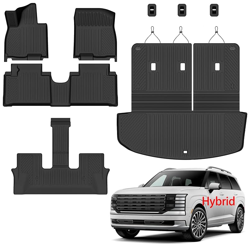 Kit de tapetes, forro de porta-malas e proteção para encosto traseiro AUXKO para Hyundai Palisade Hybrid 2026 e 2027, 7 e 8 lugares, 4 peças