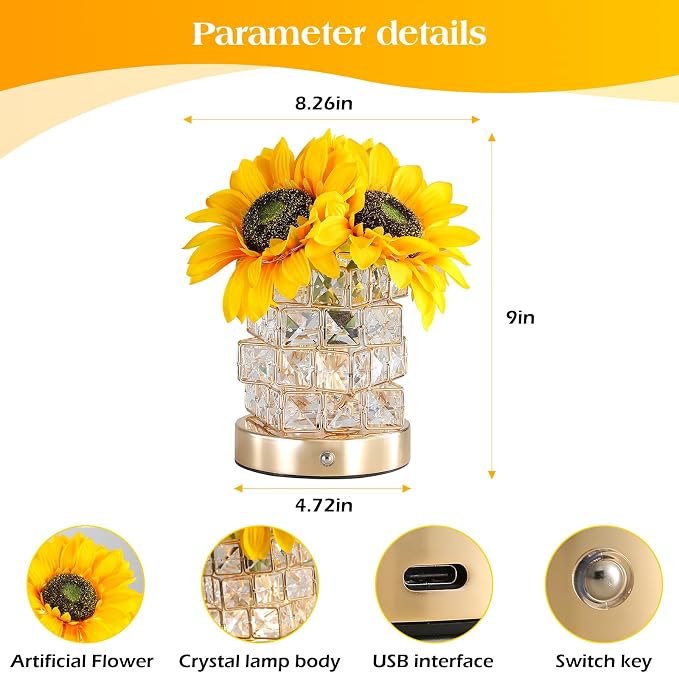 Lámpara de girasol AMWGIMI recargable táctil 3 colores miniatura 4