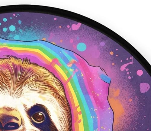 Miniatura 5 de Vnurnrn Alfombra redonda de perezoso arcoíris, 3 pies, para interiores, alfombra circular para sala de estar, puerta, entrada, dormitorio,