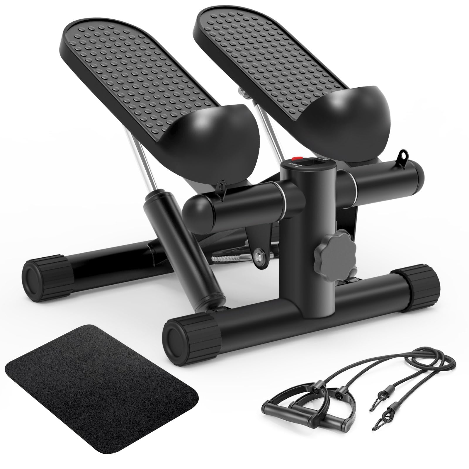 Stepper for Exercise with Resistance Bands & Floor Mat, Mini Stair Stepper Machine for Home, Portable Fitness Workout Stepper, 330 LB Capacity