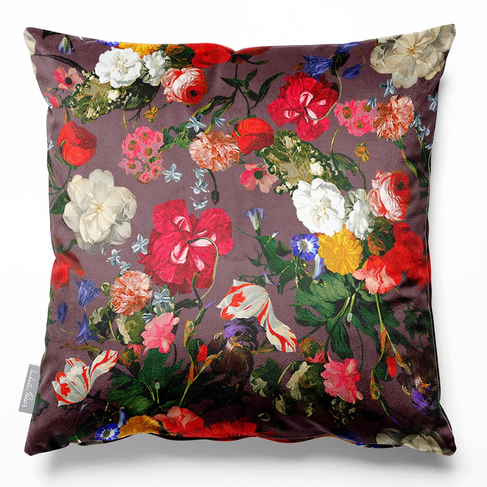 Izabela Peters Italian Grape Eco-Friendly Velvet Cushions - Filled, 50 Cm, Garden Bouquet - Chair & Sofa Cushions