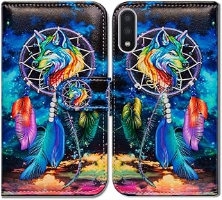 Bcov Samsung Galaxy A01 Case, Dream Catcher Wolf Sky Leather Flip Case Wallet Cover with Card Slot Holder Kickstand for Samsung Galaxy A01