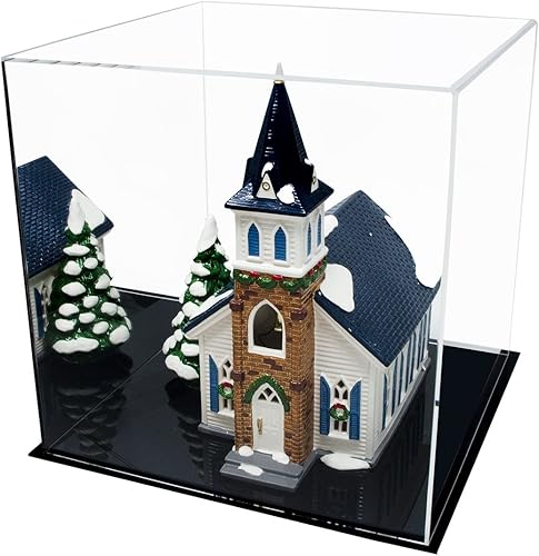 Vista 391 de Better Display Cases Versátil vitrina de acrílico transparente - Caja rectangular grande con base blanca 18" x 12" x 3" (BK09)