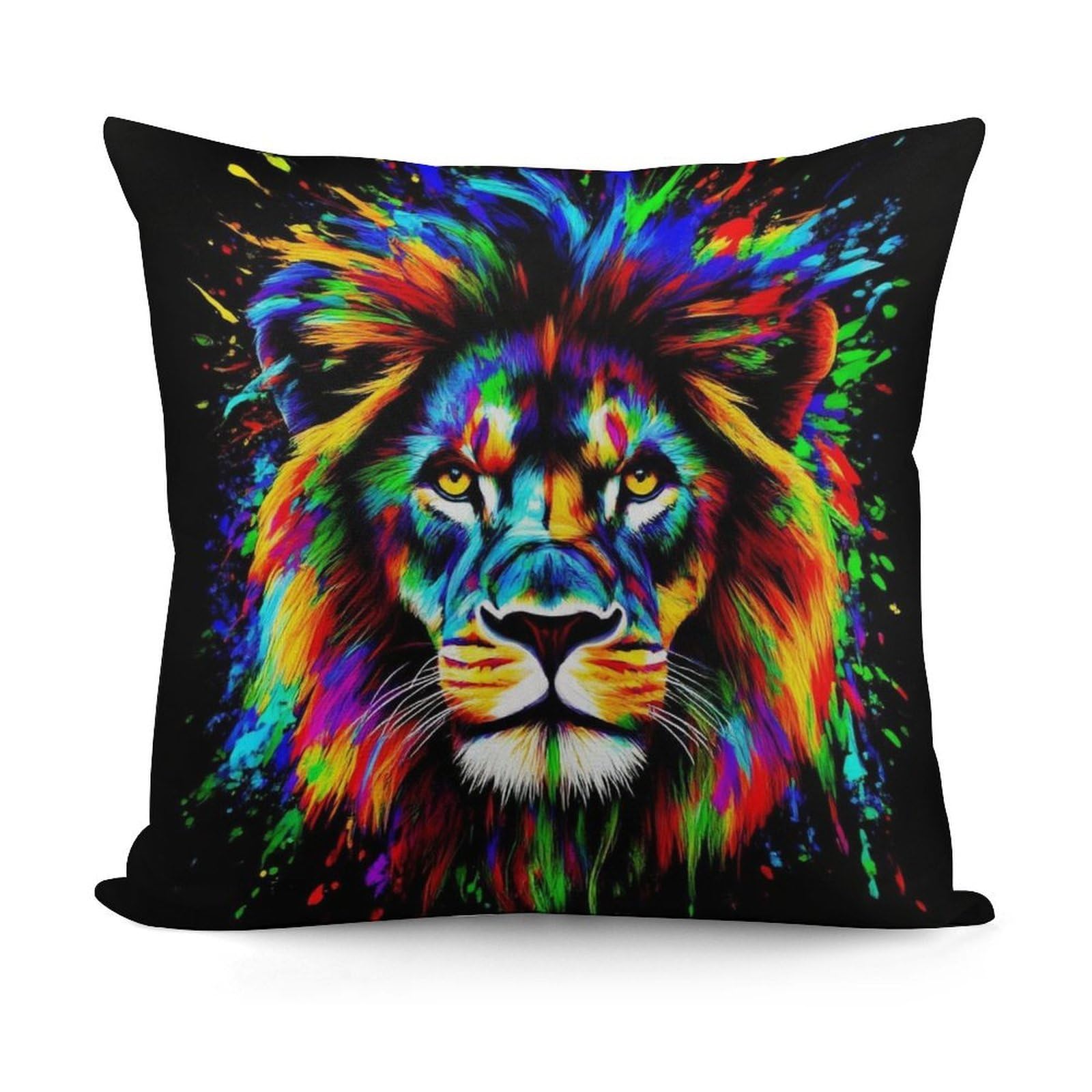 Smazdfxx Picture(550) Plush Pillow Cover With Zipper For Living Room,Bedroom, Sofa Trippy King Animal Lion Watercolor Art Couch Cushion Decorative