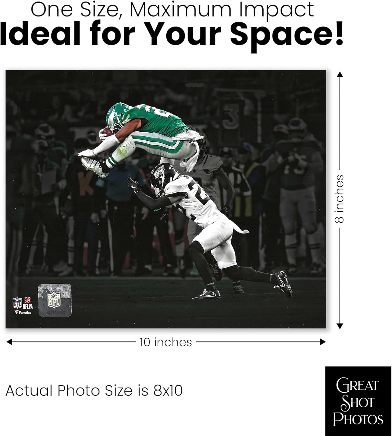 Philadelphia Eagles Football Wall Poster for Bedroom - Saquon Barkely The Reverse Hurdle - 8x10 Eagles Wall & Room Decor - Eagles Posters for Walls, Gift, & Bedroom - 8"x10" Prints Sports Memorabilia - Image 4