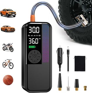 WEOLULI Portable Tire Inflator 150 PSI Cordless Air Compressor, 6000mAh Battery, 24L/Min Fast Inflation, Auto Shut-Off for Cars, Bikes, Balls