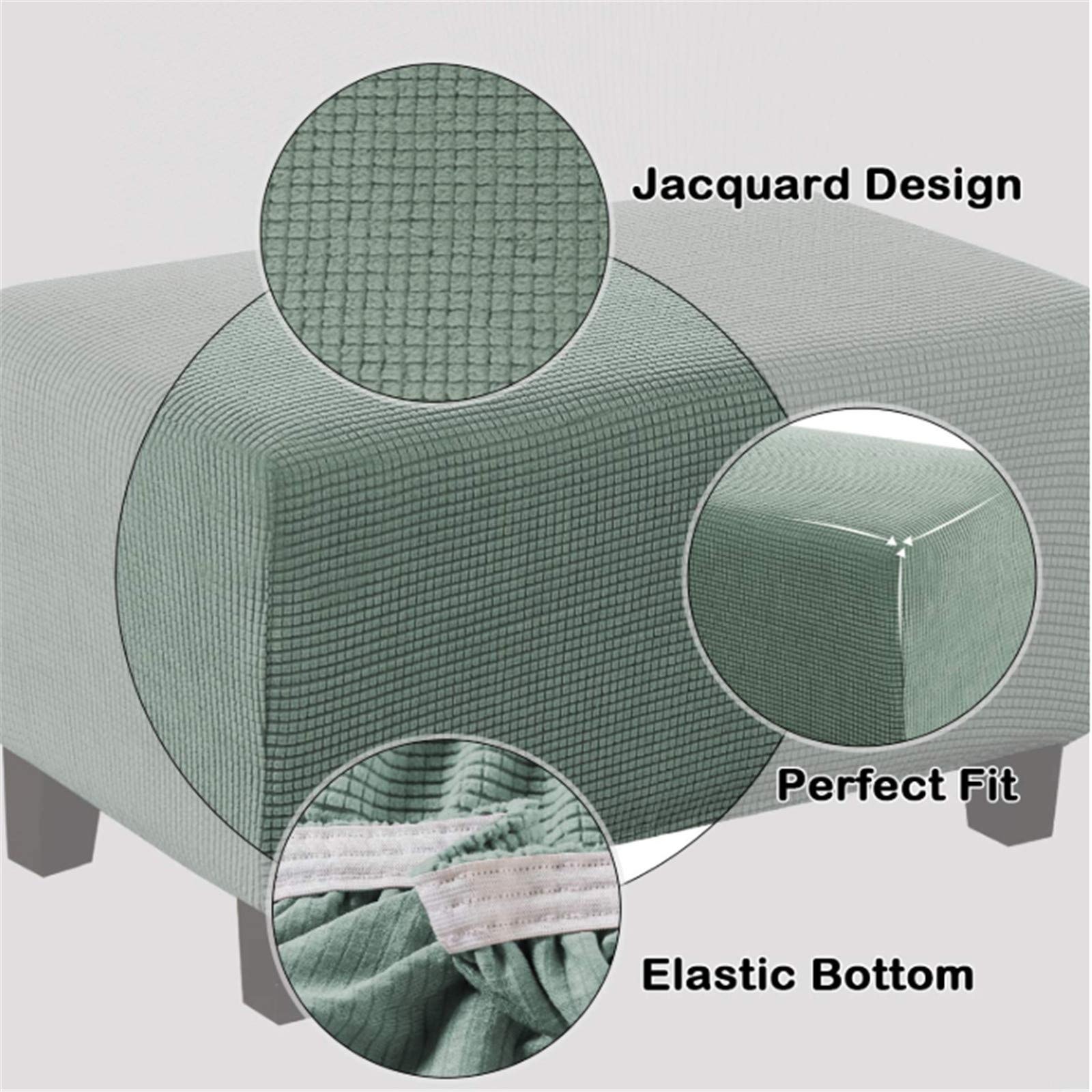 Copri Poggiapiedi Elasticizzato Jacquard Rosso - Fodera Multiuso Per Pouf, Taglia L