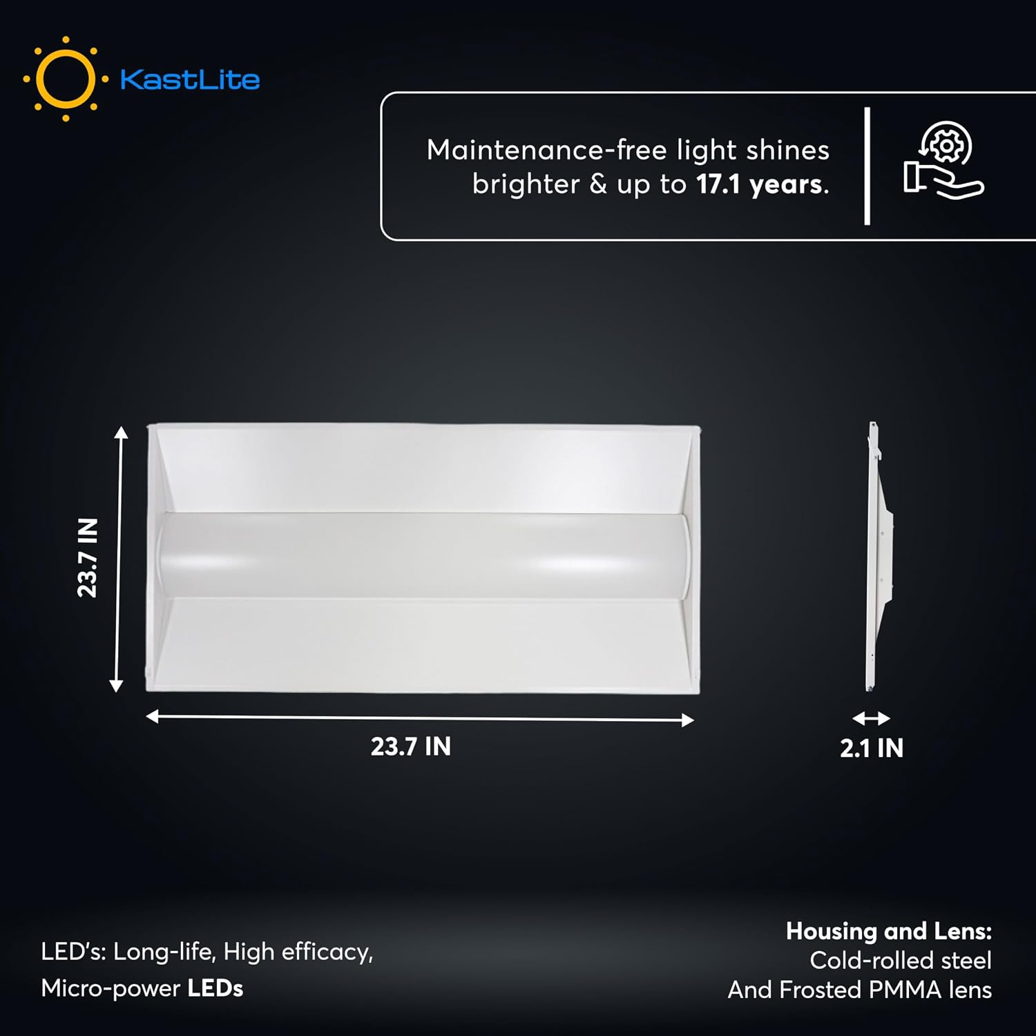 KASTLITE 2x4 Integrated LED Troffer Retrofit Kit Lighting Panel - White | 34W/38W/45W Up to 5625 Lumens | CCT Selectable 35/40/50K | 0-10V Dimmable, 100-277V-ETL&DLC Qualified | 8 Pack