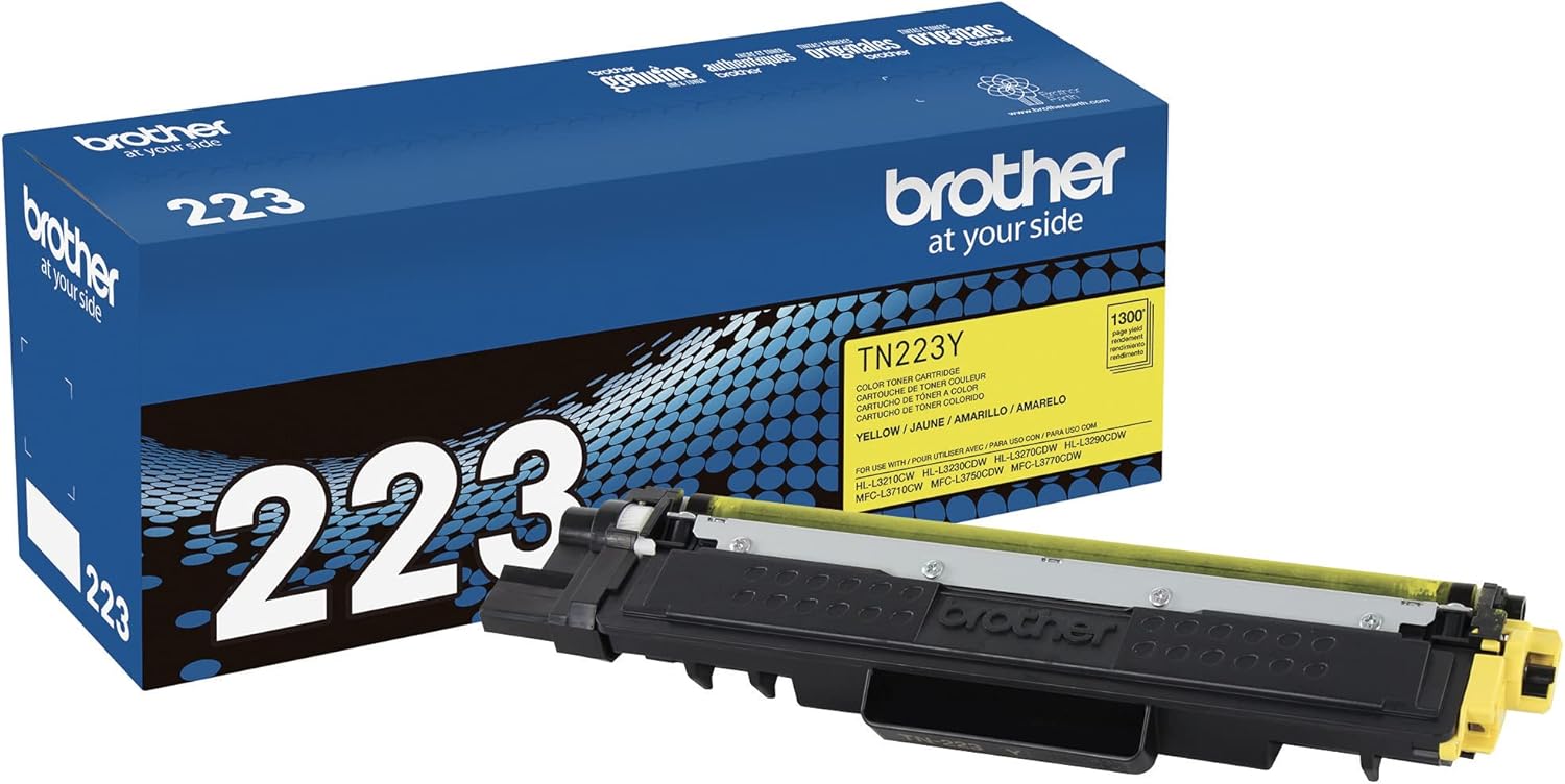 Brother Genuine TN223Y, Standard Yield Toner Cartridge, Replacement Yellow Toner, Page Yield Up to 1,300 Pages, TN223, Amazon Dash Replenishment Cartridge
