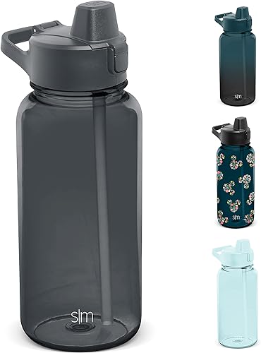 Simple Modern Disney - Botella de agua de 32 onzas con tapa de popote de silicona reutilizable sin BPA ligera para gimnasio viajes colección Summit