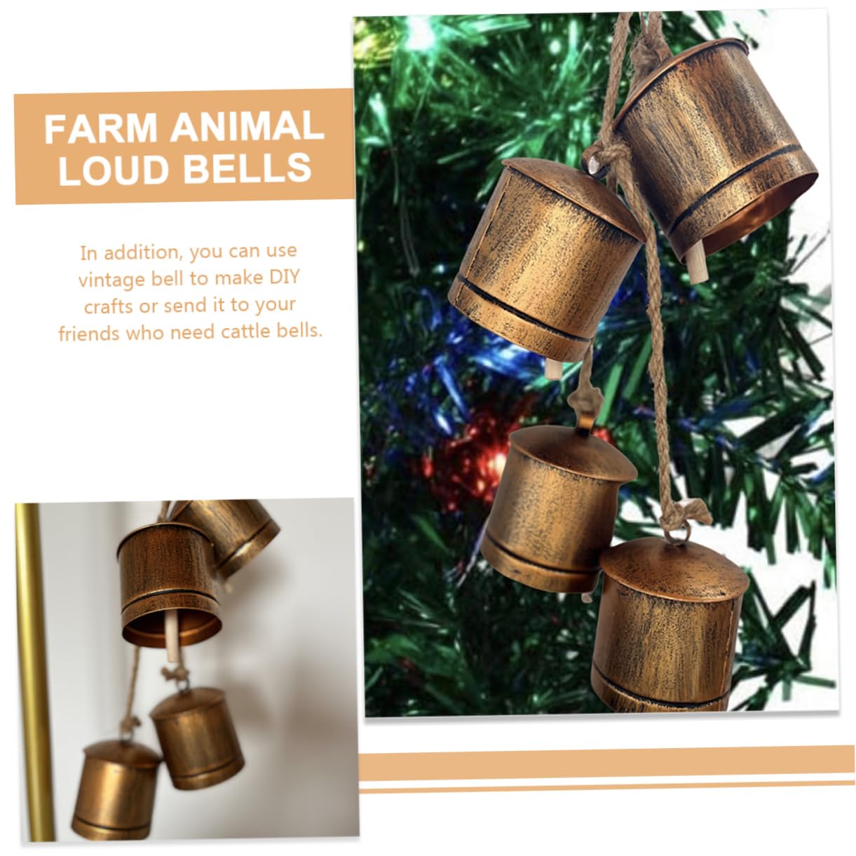 HOMOCONO Cattle Bells Metal Hanging Decorations Vintage Bells Practical Design for DIY Crafts