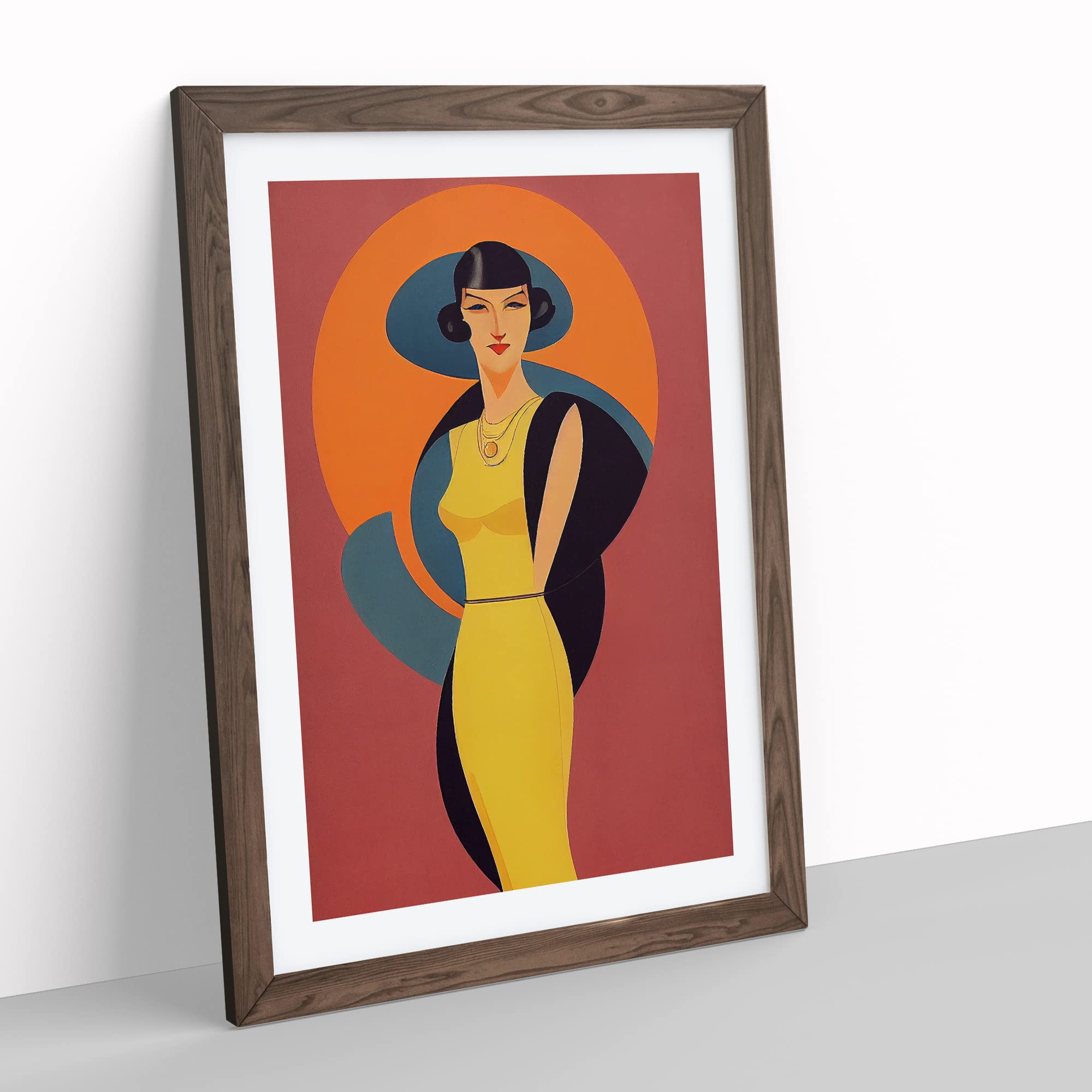 Woman In Art Deco No.5 Framed Print, Walnut, 34L x 46W cm - Image 3