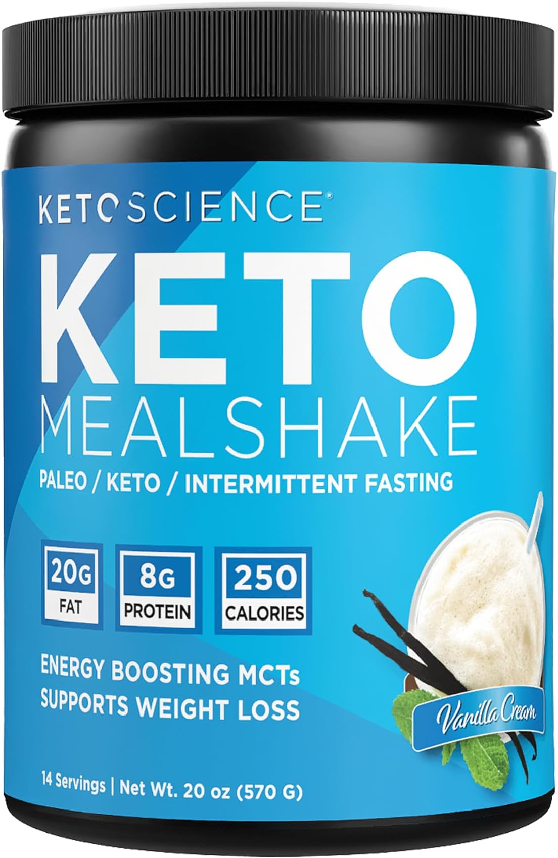 Keto Science Ketogenic Meal Shake Natural Vanilla | Meal Replacement Shake | Helps Boost Energy Levels Naturally | Increased Metabolism & Weight Loss | 14 Servings 590 Grams