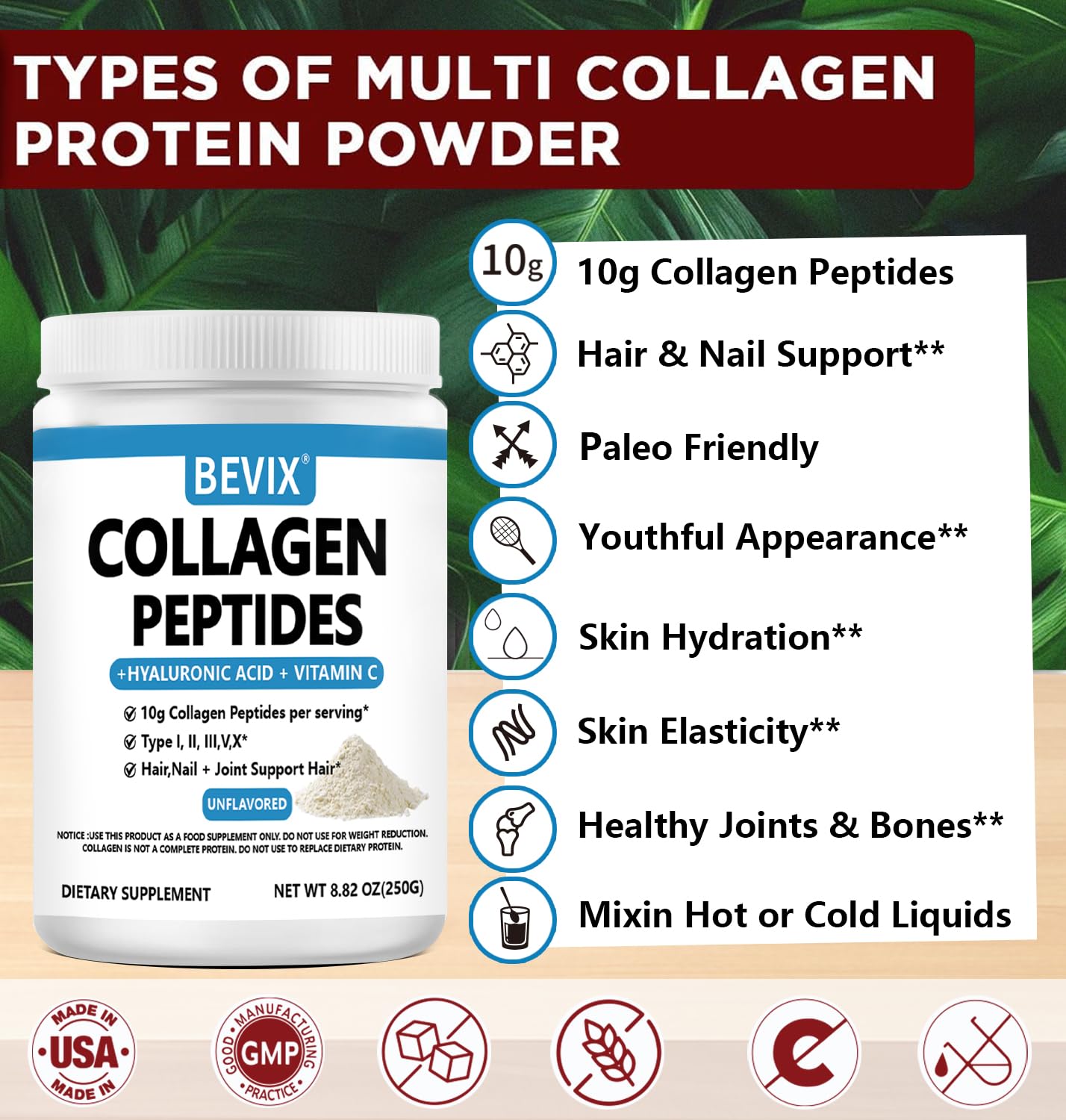 Collagen Peptides Powder Advanced I, II, III, V, X Substitute — Amazon image 5
