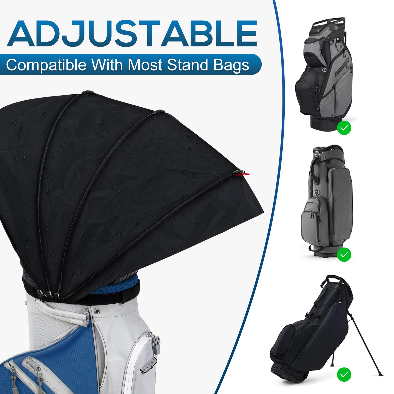 Cubierta de lluvia para bolsa de golf, protector de palo de golf, cubierta impermeable para lluvia y polvo, fácil acceso, capucha de lluvia para bolsa de golf, tela impermeable de panal