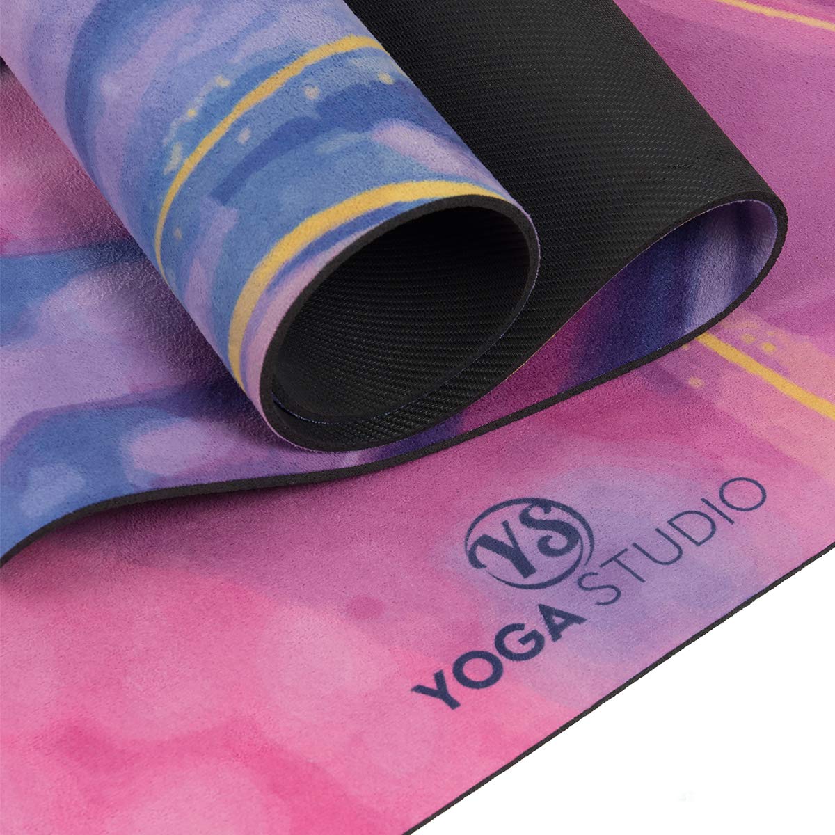 Yoga Studio Tapis de yoga en microfibre et daim végétalien – 183 cm x 60 cm, 4 mm Tapis de yoga en caoutchouc naturel pour yoga électrique, yoga chaud, tapis de yoga sans silicone (marbre rose)