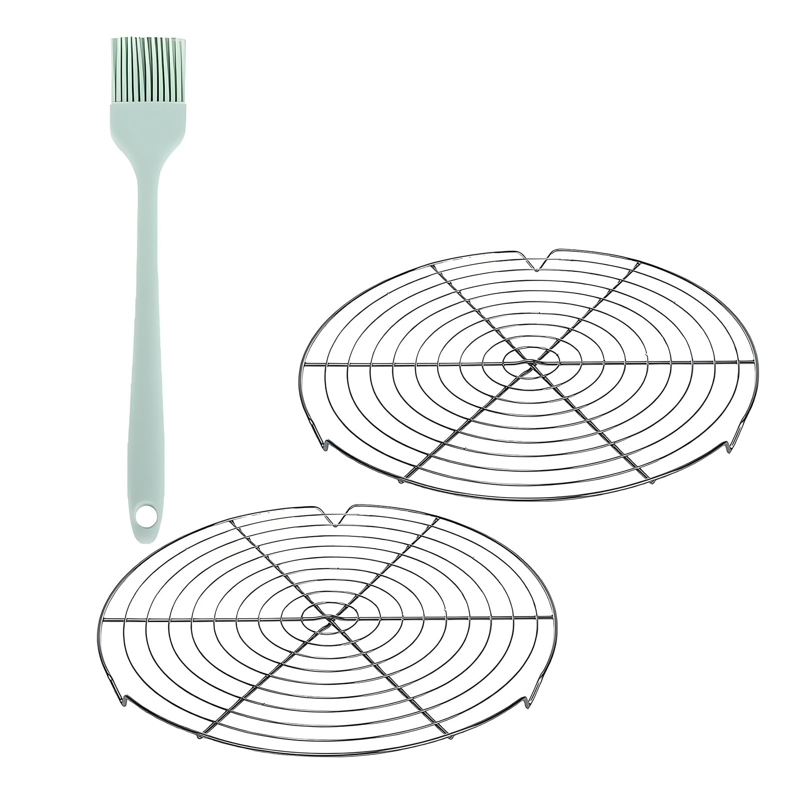 sodeber Professional Grades Pastries Cooling Rack with Silicone Basting Utensils Cake Coolers Household Bakeware Round Refrigerating Rack