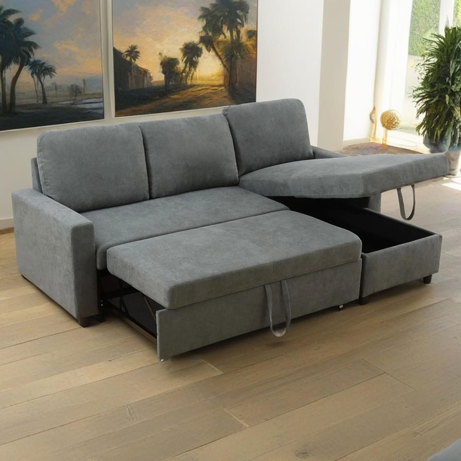 MODCART 83" LShaped Convertible Sleeper Sectional Sofa