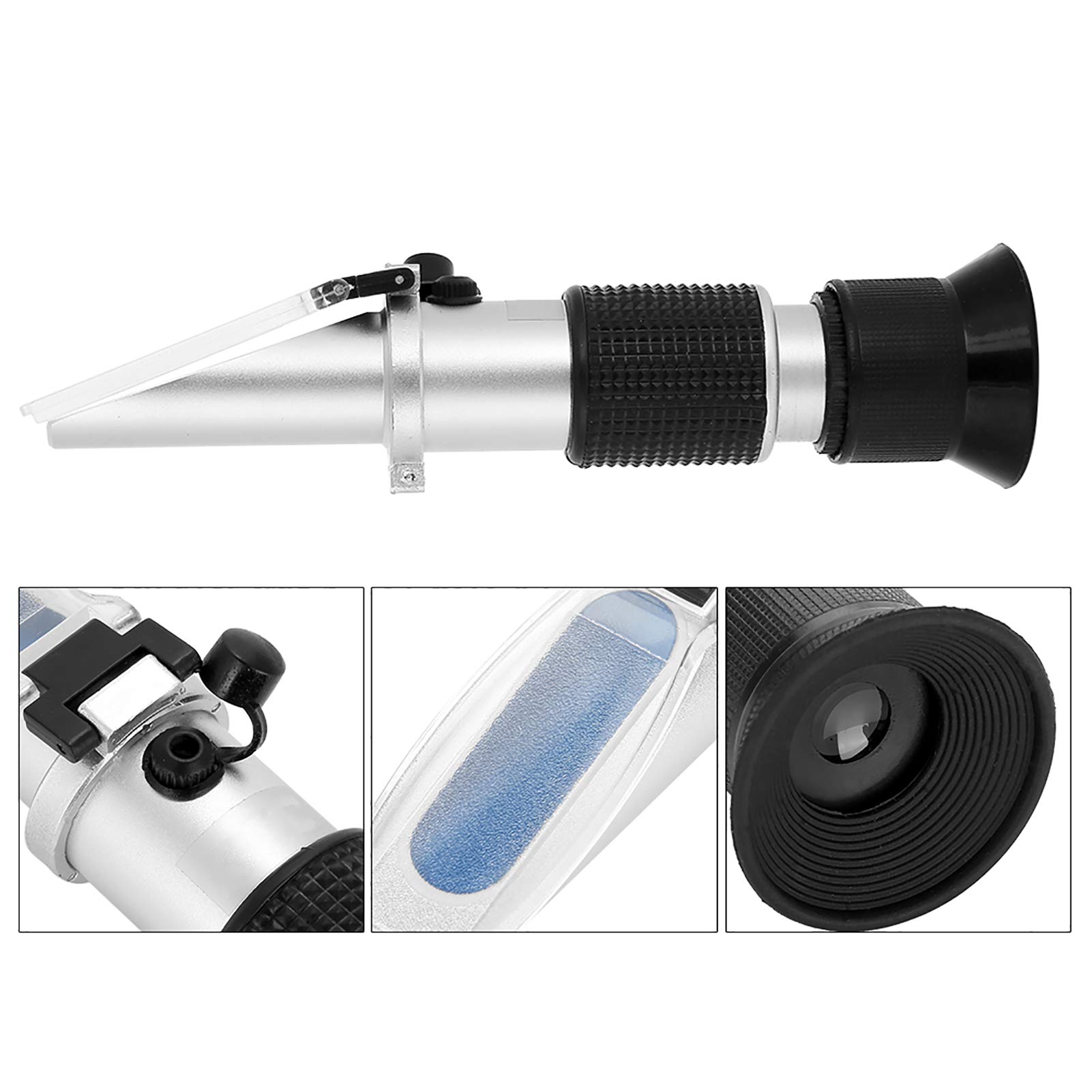 BuyWeek Refractómetro de Salinidad Medidor de Salinidad, 0-10% 17 x 4 cm de Aluminio para Acuarios Marinos
