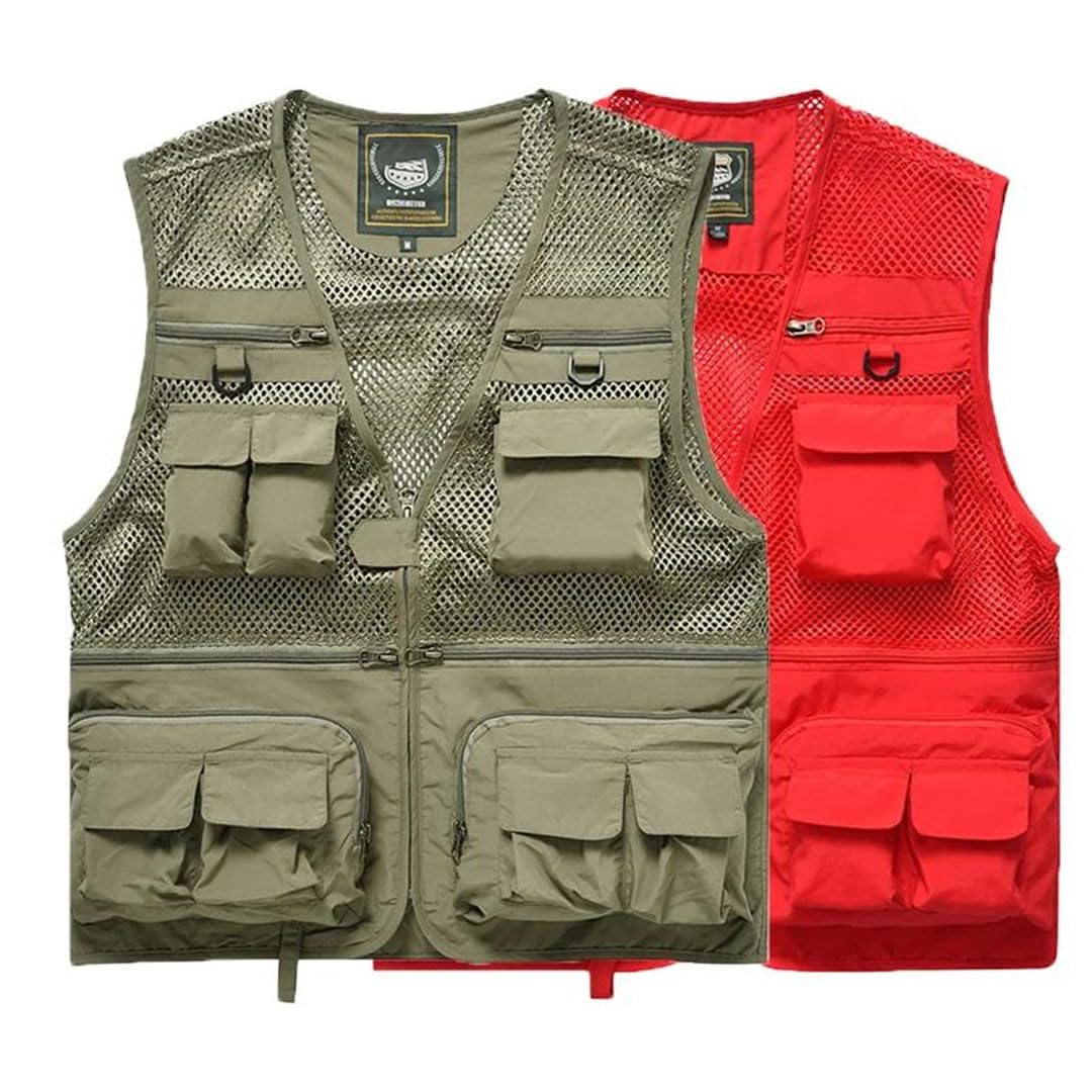 Chaleco de pesca multifuncional unisex con múltiples bolsillos, de secado rápido, ligero, para exteriores, camping, caza, fotografía