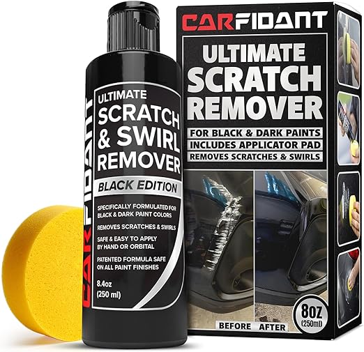 Carfidant Black Scratch and Swirl Remover - Car Scratch Remover for Paint Scratches - Polishing Compound for Cars Kit with Buffer Pad - Buffing Compound for Car Paint Restorer