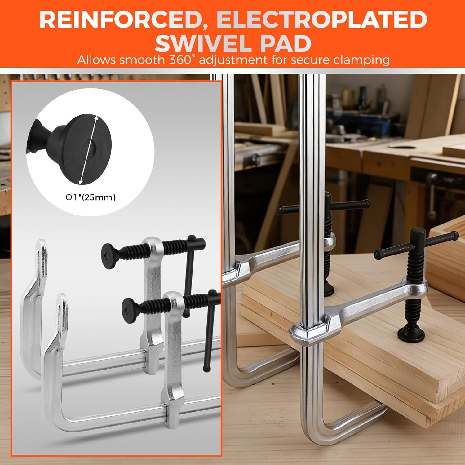 HORUSDY 4PCS Heavy-Duty Bar Clamps, 12-Inch F Bar Clamps with 1200LBS Strong Clamping Force, Drop-Forged Steel Frame, Smooth Adjustment for Woodworking, Metalworking, Welding, DIY, and Garage Projects