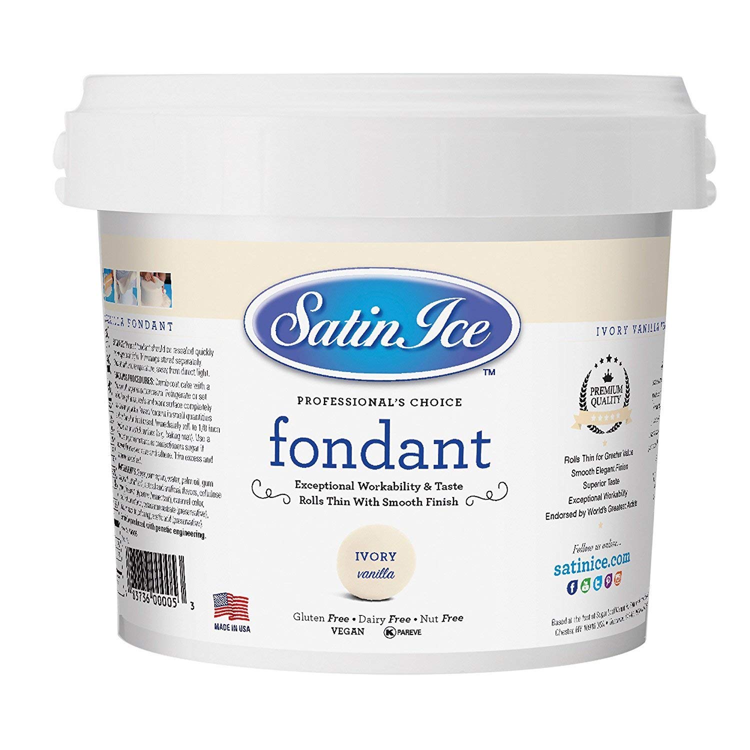 Satin Ice Black Fondant, Vanilla, 1 Kilogram — view 36