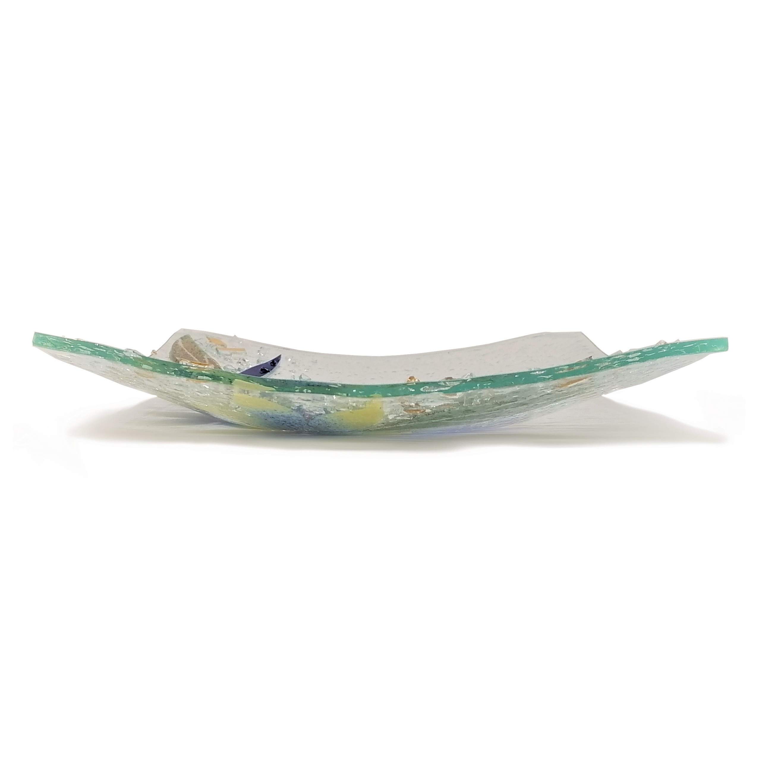 SOSPIRI VENEZIA Svuotatasca Piatto Soprammobile Decoro Floreale Vetro Murano Centrotavola Arredo Casa Idea Regalo Realizzato a Mano Made Italy (cm19X19 Quadrato)