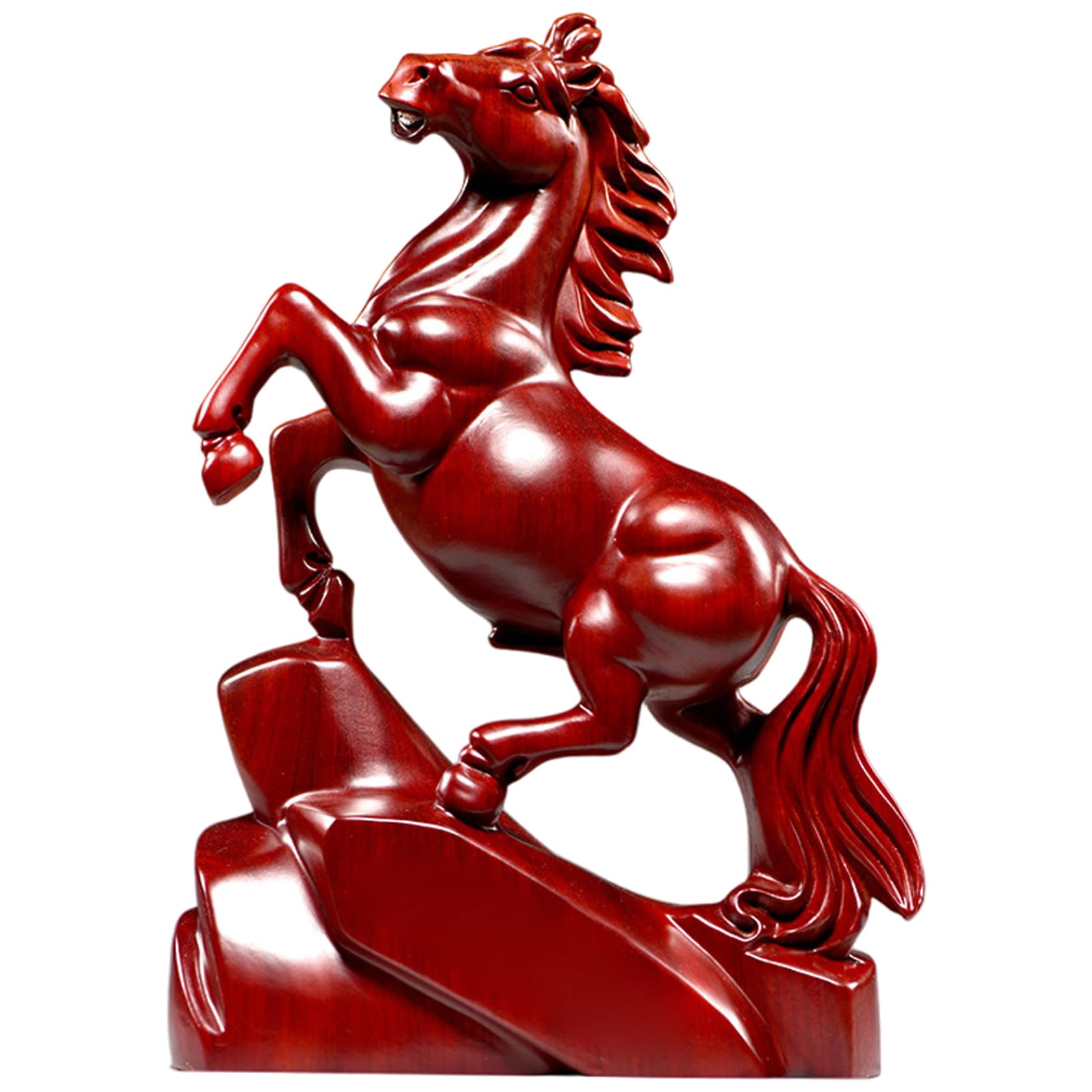 Statue de cheval Feng Shui zodiaque chinois figurine bois deco table
