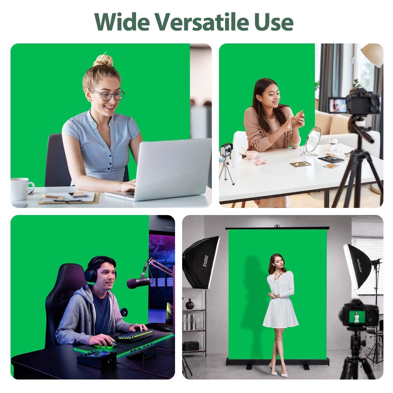 EMART Greenscreen 147x195cm, Greenscreen Roll-up mit Ständer