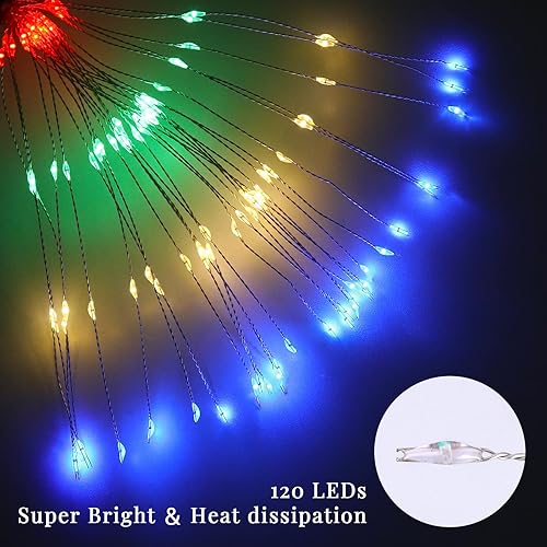 Miniatura 8 de Luces solares de fuegos artificiales, luces de jardín, paquete de 4 120 luces LED decorativas, luces solares decorativas para bricolaje, 12 horas de