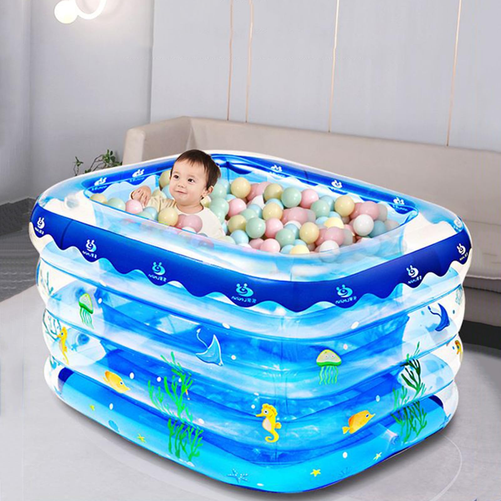 Pataugeoire Gonflable pour Les Tout-Petits Protection Sécurisée Pliable