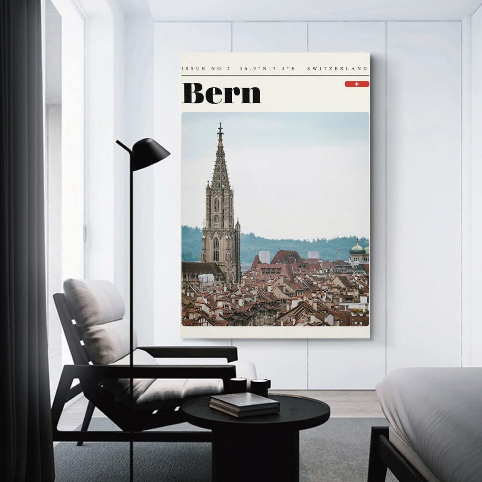 Junmoney Bern Switzerland Travel Art Wall Art Print, 12x18inch(30x45cm), for Front Hall, Corridor Or Welcome Spaces, Wall Decor to Refresh Empty Corners