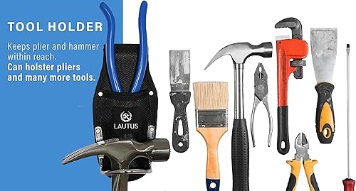 Miniatura 3 de Lautus Funda de alicates de nailon y soporte de martillo de lazo de acero resistente, portaherramientas negro