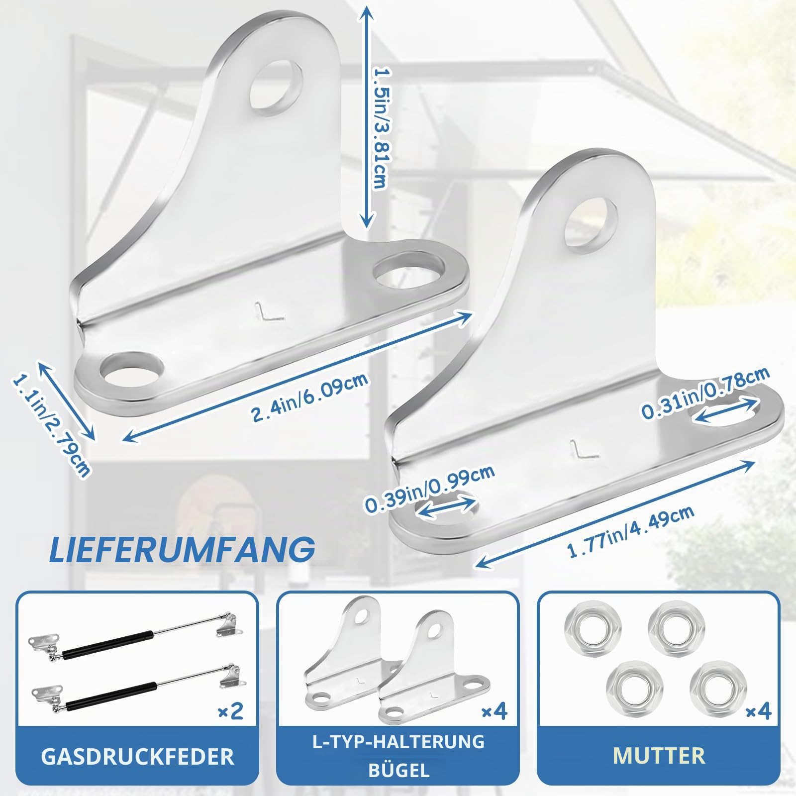 2 Stück 500 mm 300 N/67 lb Gasdruckfedern, universelle Hebestütze, schwere Gasfedern mit Halterungen für schwere Deckel, Schranktüren, LKW, Ottomane, Bett, Bodenklappe und andere schwere Projekte