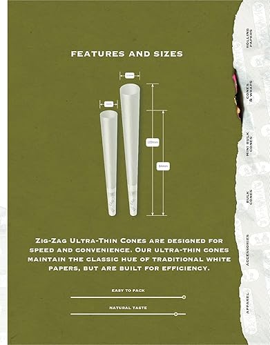 Miniatura 4 de ZIG-ZAG Conos preenrollados tamaño 70 (paquete de 800) Ultra finos  Conos preenrollados de combustión lenta de 2.756 in con puntas y tubos de