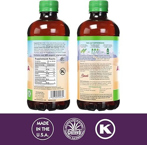 Miniatura 2 de Lily Of The Desert Gel de aloe vera, sin conservantes, bebida de aloe vera de consistencia más gruesa filtrada de hoja entera con vitaminas