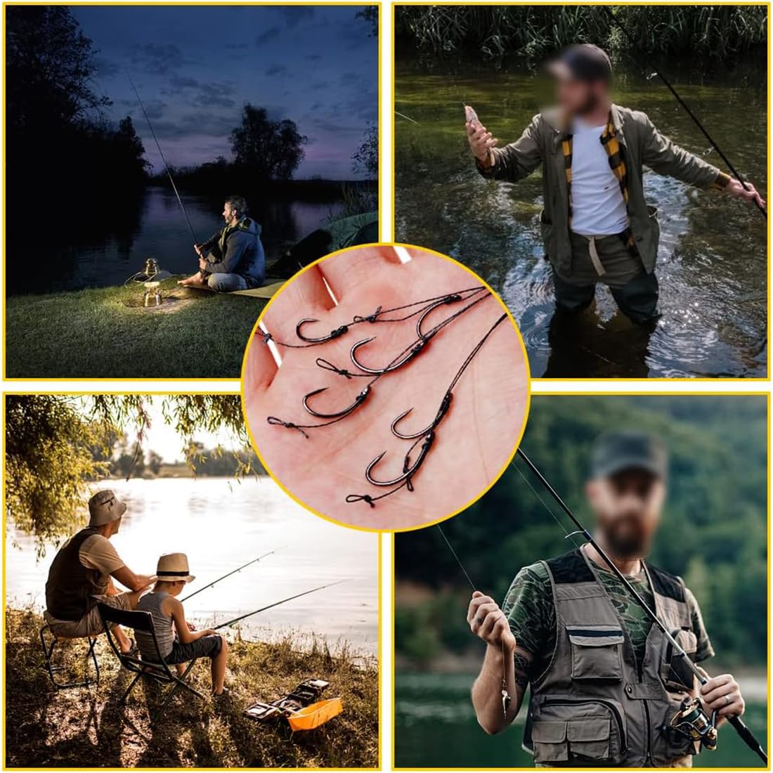 Set de 18 anzuelos para Pesca de Carpas, Aparejos de Pelo, Aparejos boilie con Tapones boilie
