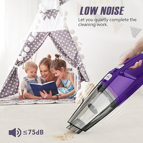 Miniatura 5 de Aspiradora de mano inalámbrica aspiradora de mano 3 en 1 recargable con potente succión de 8000 Pa, aspiradora de mano ligera de 1.7 libras,